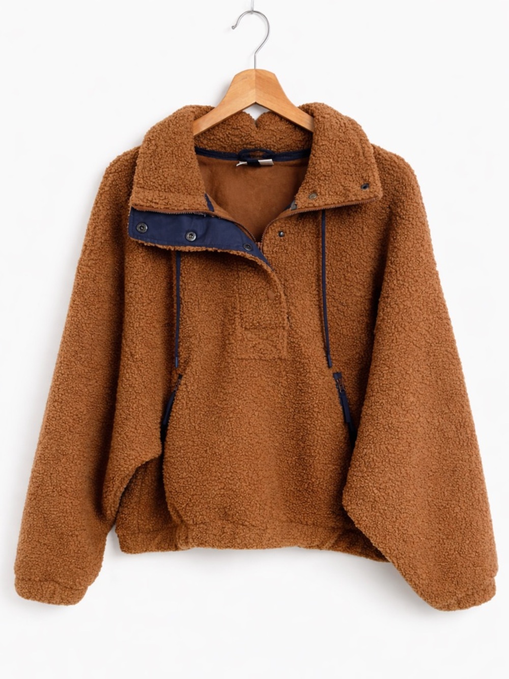 Universal Thread Women's Camel Brown Sherpa Pullover Hoodie XL NWOT